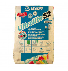 Клей для плитки/ керамогранита/ камня Mapei Ultralite S2 высокоэластичный универсальный белый класс C2 E S2 15 кг