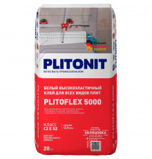 Клей для плитки/ керамогранита/ клинкера Plitonit PlitoFlex 5000 эластичный белый класс C2 E S2 20 кг