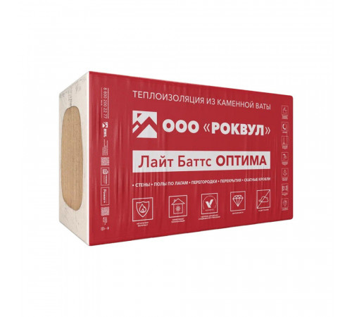 Утеплитель Роквул Лайт Баттс Оптима 50х600х1000 мм 6 кв.м Утеплитель Роквул Лайт Баттс Оптима 50х600х1000 мм 6 кв.м