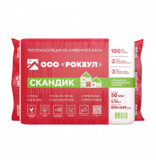 Утеплитель Роквул Лайт Баттс Скандик 50х600х800 мм 5,76 кв.м