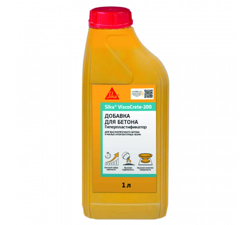Добавка гиперпластификатор для бетона и малых архитектурных форм Sika ViscoCrete-200 1 л Добавка гиперпластификатор для бетона и малых архитектурных форм Sika ViscoCrete-200 1 л