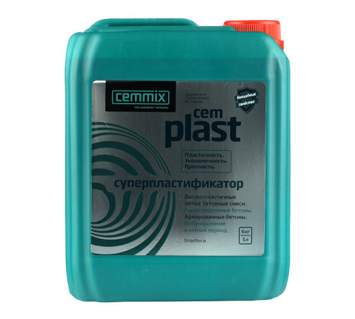 Добавка суперпластификатор для бетонов и растворов CemMix CemPlast 5 л Добавка суперпластификатор для бетонов и растворов CemMix CemPlast 5 л