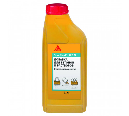 Добавка суперпластификатор для бетонов и растворов Sika SikaPlast-520 N универсальная 1 л Добавка суперпластификатор для бетонов и растворов Sika SikaPlast-520 N универсальная 1 л