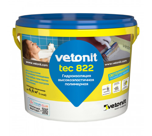 Гидроизоляция акриловая Vetonit Tec 822 серая 4 кг Гидроизоляция акриловая Vetonit Tec 822 серая 4 кг
