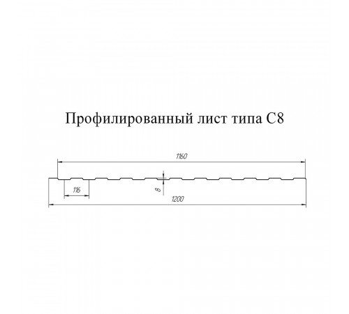 Профнастил С8 1,2х2 м 0,45 мм cлоновая кость RAL 1015 Профнастил С8 1,2х2 м 0,45 мм cлоновая кость RAL 1015