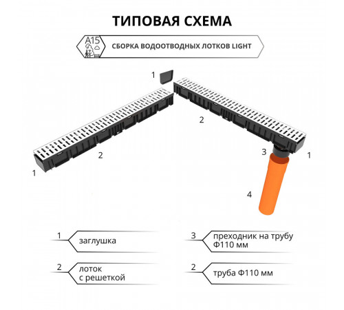 Заглушка для лотка водоотводного 100х115х95 мм пластиковая Gidrolica универсальная (18063) Заглушка для лотка водоотводного 100х115х95 мм пластиковая Gidrolica универсальная (18063)