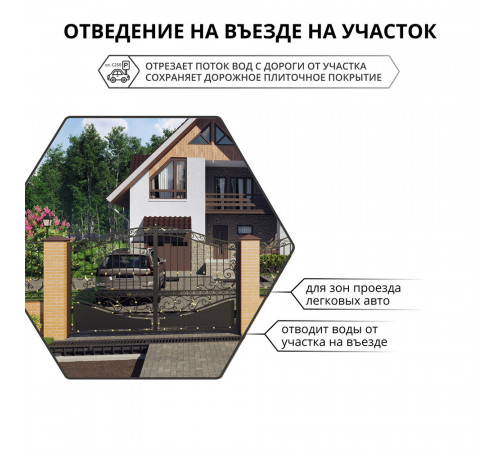 Решетка для лотка водоотводного чугунная 500х136 мм Gidrolica черная Решетка для лотка водоотводного чугунная 500х136 мм Gidrolica черная