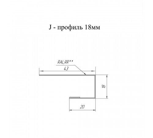J-профиль металлический Grand Line сигнальный белый RAL 9003 2 м J-профиль металлический Grand Line сигнальный белый RAL 9003 2 м