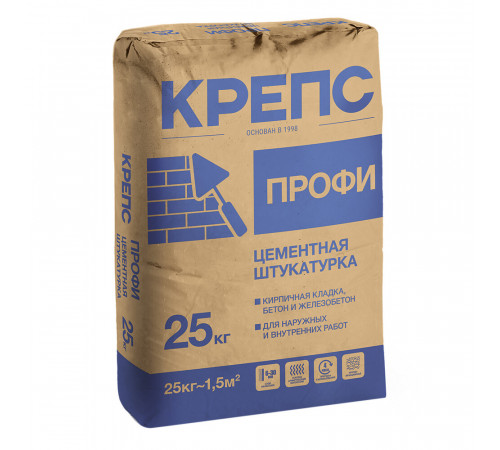 Штукатурка цементная Крепс Профи армированная 25 кг