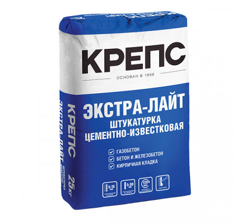Штукатурка цементно-известковая Крепс Экстра-Лайт 25 кг Штукатурка цементно-известковая Крепс Экстра-Лайт 25 кг
