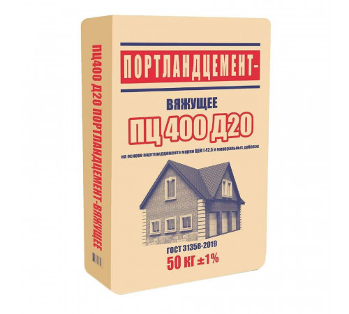 Портландцемент вяжущее ПЦ400 Д20 50 кг Портландцемент вяжущее ПЦ400 Д20 50 кг
