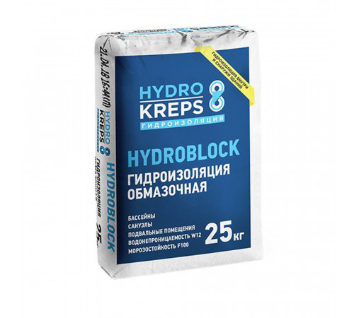 Гидроизоляция цементная Крепс HydroBlock тонкослойная бесшовная 25 кг Гидроизоляция цементная Крепс HydroBlock тонкослойная бесшовная 25 кг