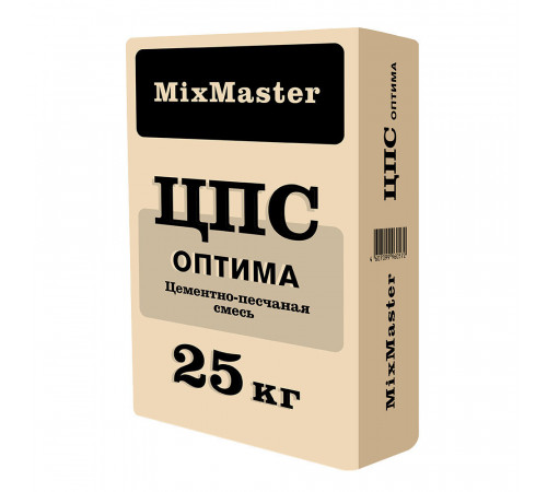 Смесь цементно-песчаная (ЦПС) М150 по ТУ MixMaster Оптима 25 кг Смесь цементно-песчаная (ЦПС) М150 по ТУ MixMaster Оптима 25 кг