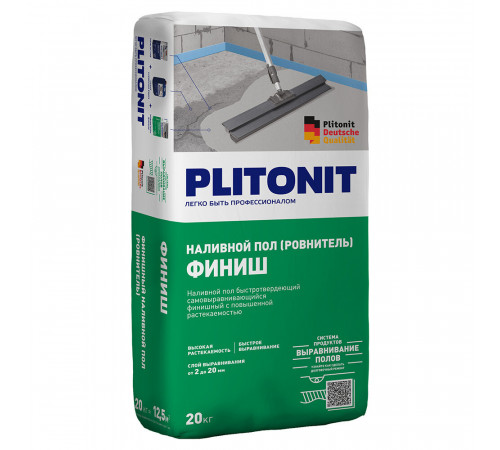 Ровнитель (наливной пол) финишный Plitonit Финиш самовыравнивающийся быстротвердеющий 20 кг Ровнитель (наливной пол) финишный Plitonit Финиш самовыравнивающийся быстротвердеющий 20 кг