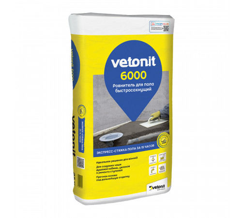Ровнитель (стяжка пола) первичный Weber.vetonit 6000 быстротвердеющий 25 кг Ровнитель (стяжка пола) первичный Weber.vetonit 6000 быстротвердеющий 25 кг