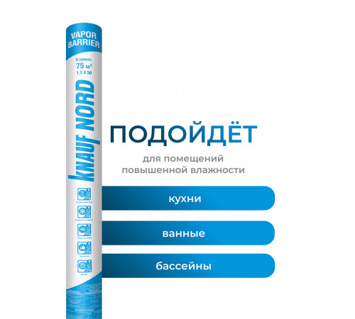 Пароизоляция теплоотражающая Knauf Nord VB 180 г/м2 75 кв.м Пароизоляция теплоотражающая Knauf Nord VB 180 г/м2 75 кв.м