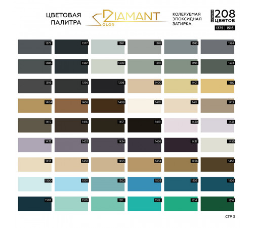 Затирка эпоксидная под колеровку Diamant Color хамелеон 2,5 кг (208 цветов)