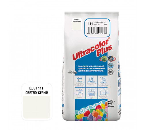 Затирка цементная Mapei Ultracolor Plus 111 светло-серая 2 кг Затирка цементная Mapei Ultracolor Plus 111 светло-серая 2 кг