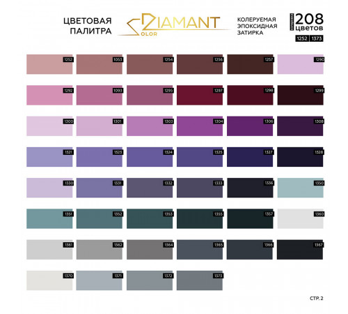 Затирка эпоксидная под колеровку Diamant Color хамелеон 2,5 кг (208 цветов)