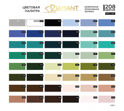 Затирка эпоксидная под колеровку Diamant Color хамелеон 2,5 кг (208 цветов)