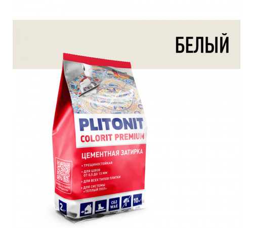 Затирка цементная эластичная Plitonit Colorit Premium белая пакет 2 кг Затирка цементная эластичная Plitonit Colorit Premium белая пакет 2 кг